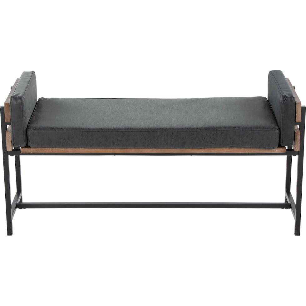 kari black vegan leather brown bench   