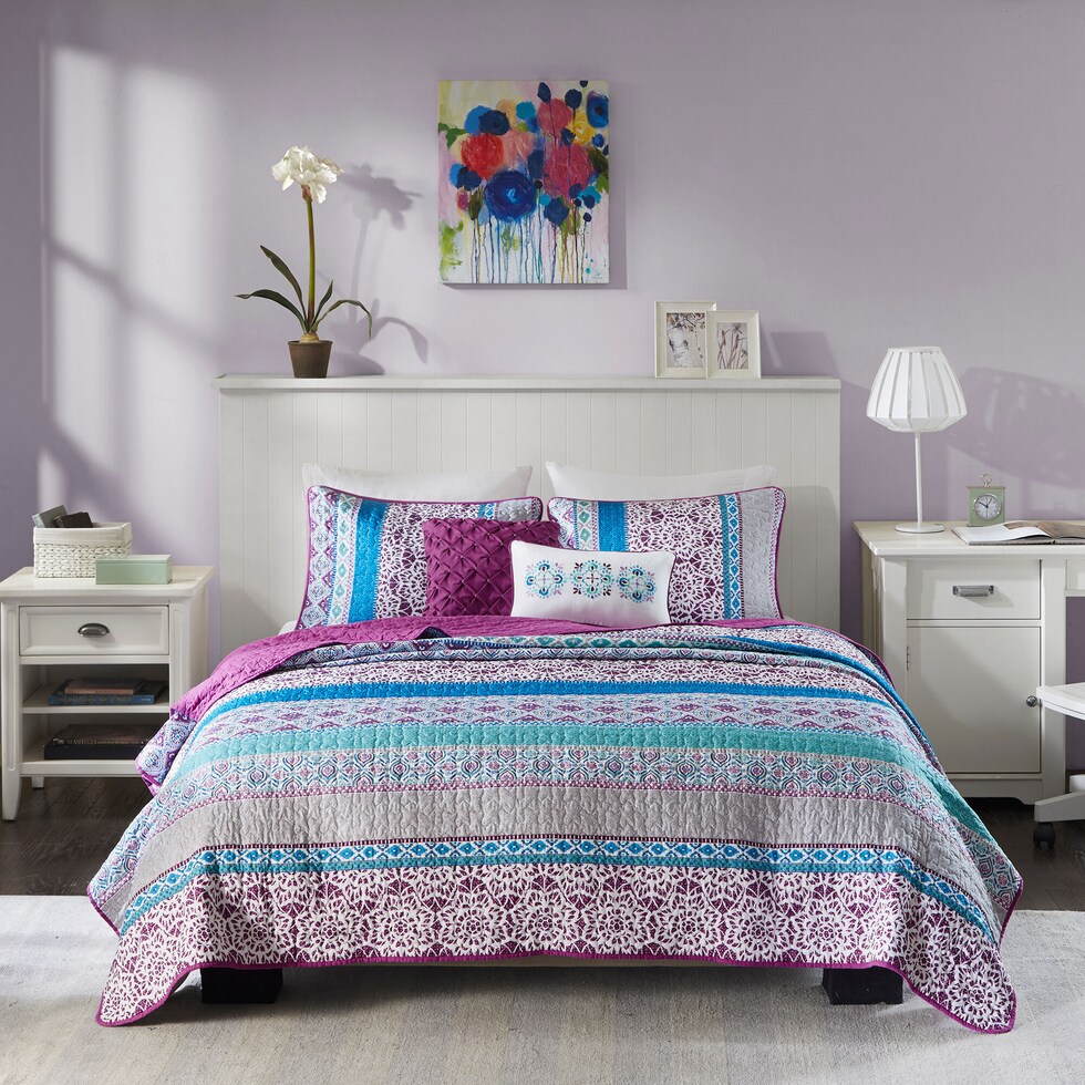 karlie purple twin bedding set   