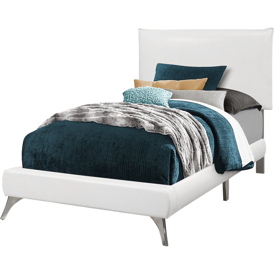 kasey white twin upholstered bed   