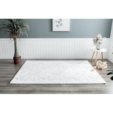 Kashi Area Rug - White/Silver