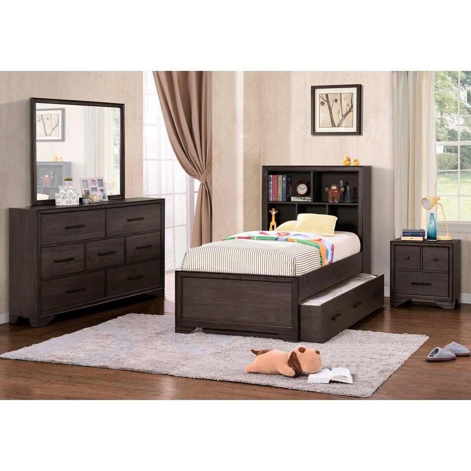 kayce dark brown full bed with trundle   