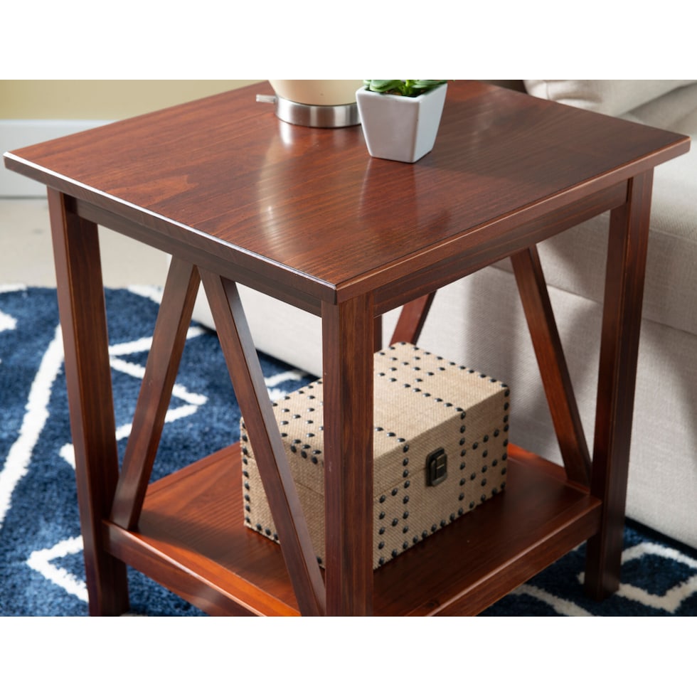 kayden dark brown end table   