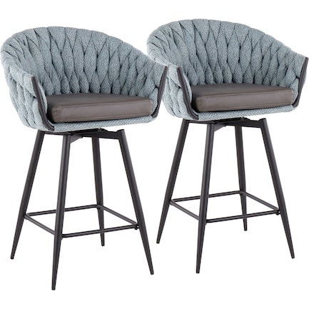 Kenna Set of 2 Counter-Height Stools - Blue/Gray