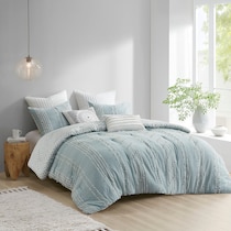 kensley blue king california king bedding set   