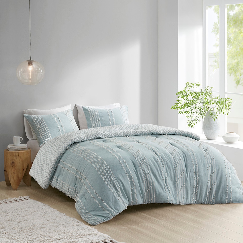kensley blue king california king bedding set   