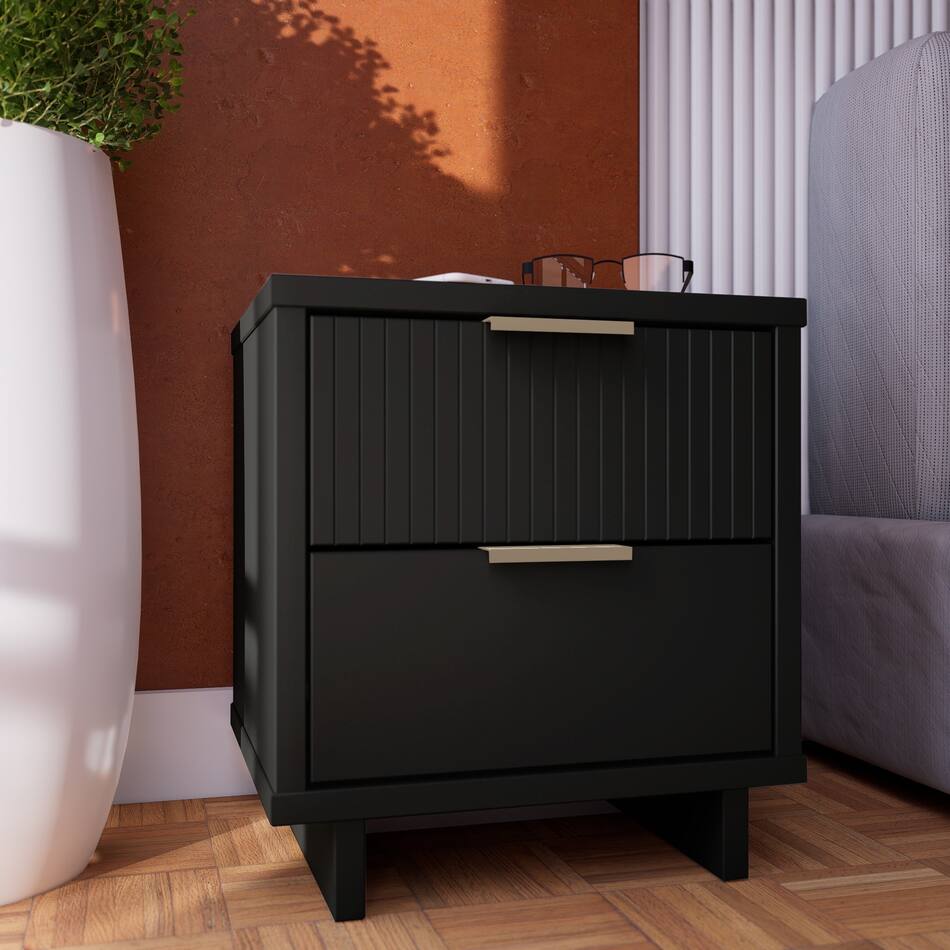 Kenya 2 Drawer Nightstand Black Value City Furniture