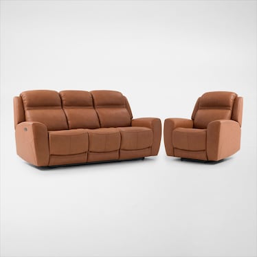 Kenyon Dual-Power Reclining Sofa and Recliner Set