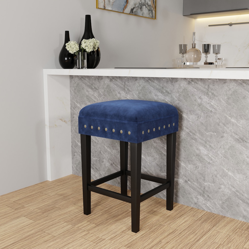 kepler blue and black counter height stool   