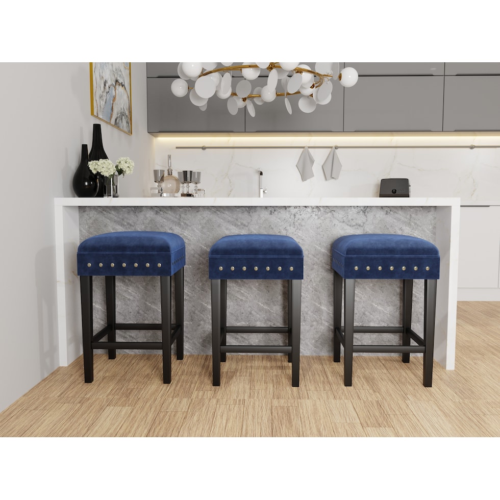 kepler blue and black counter height stool   