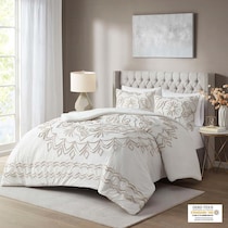 kimbra white taupe king california king bedding set   