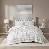 kimbra white taupe king california king bedding set   