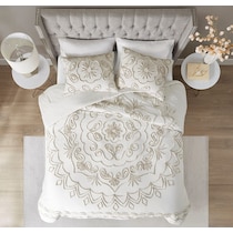 kimbra white taupe king california king bedding set   
