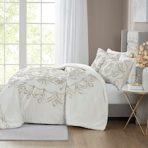 kimbra white taupe king california king bedding set   