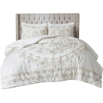 kimbra white taupe king california king bedding set   