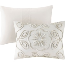 kimbra white taupe king california king bedding set   