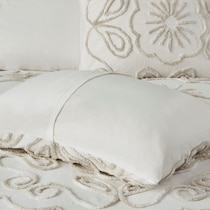 kimbra white taupe king california king bedding set   