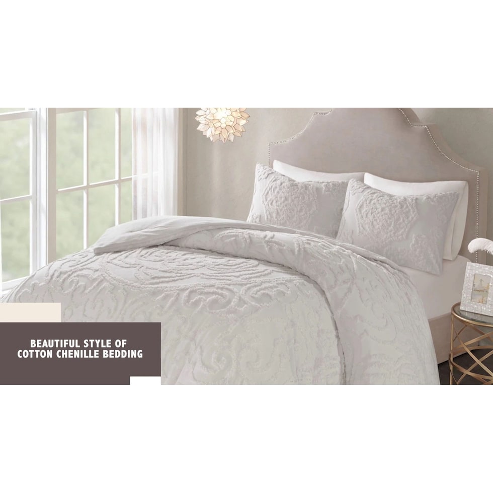 kimbra white taupe king california king bedding set   