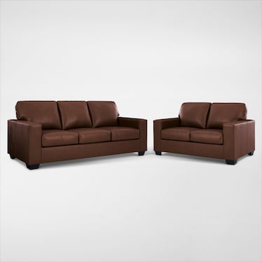 Broyhill Kintaro Leather Sofa and Loveseat