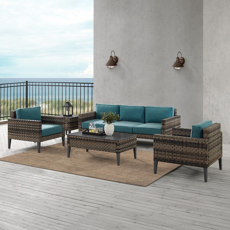 kitty hawk blue outdoor sofa set   