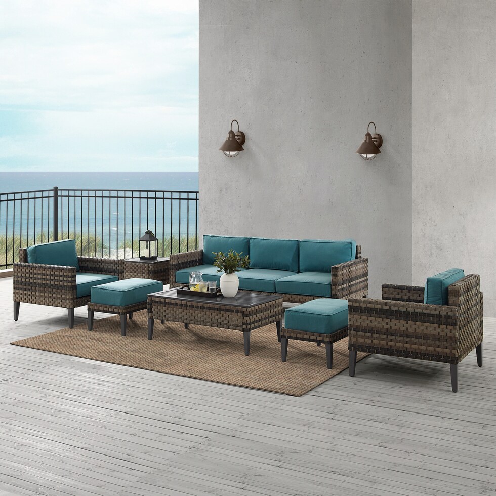 kitty hawk blue outdoor sofa set   