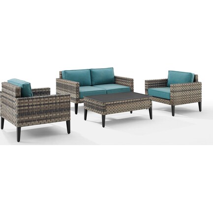 Kitty Hawk Outdoor Set with Loveseat, 2 Chairs and Coffee Table