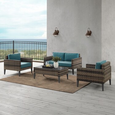 Kitty Hawk Outdoor Set with Loveseat, 2 Chairs and Coffee Table