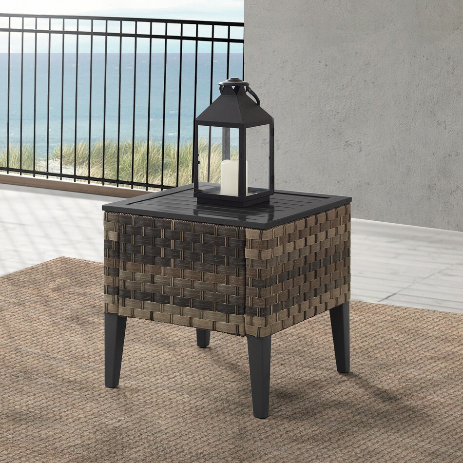 kitty hawk dark brown outdoor end table   