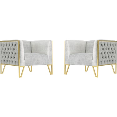 Knightley Set of 2 Accent Chairs - Grey/Gold