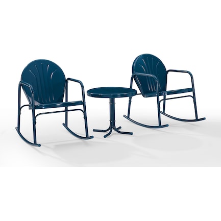 Kona Set of 2 Outdoor Rocking Chairs and Side Table - Navy
