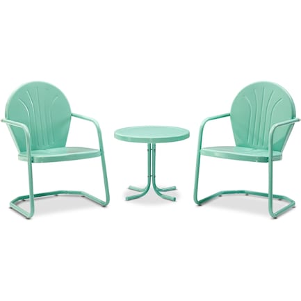Kona Set of 2 Outdoor Chairs and Side Table - Aqua