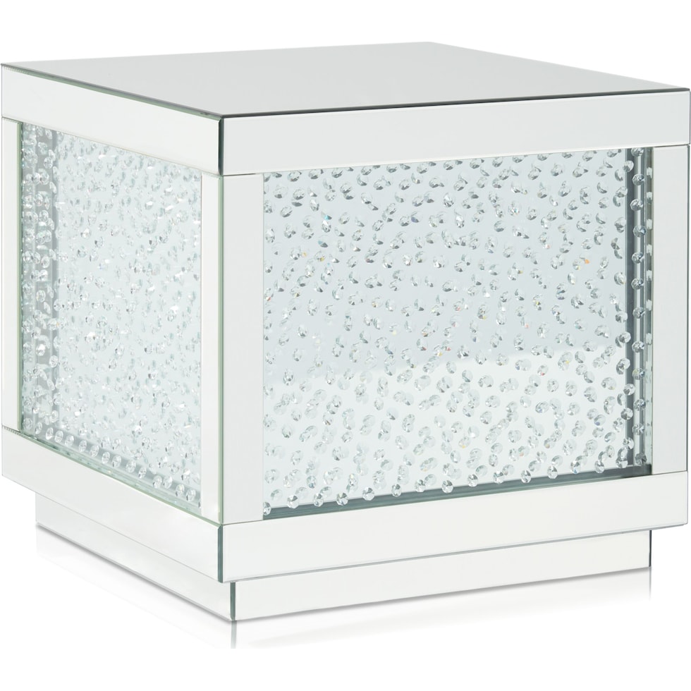 krystal silver end table   