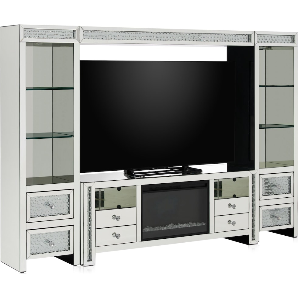 krystal silver entertainment wall unit   