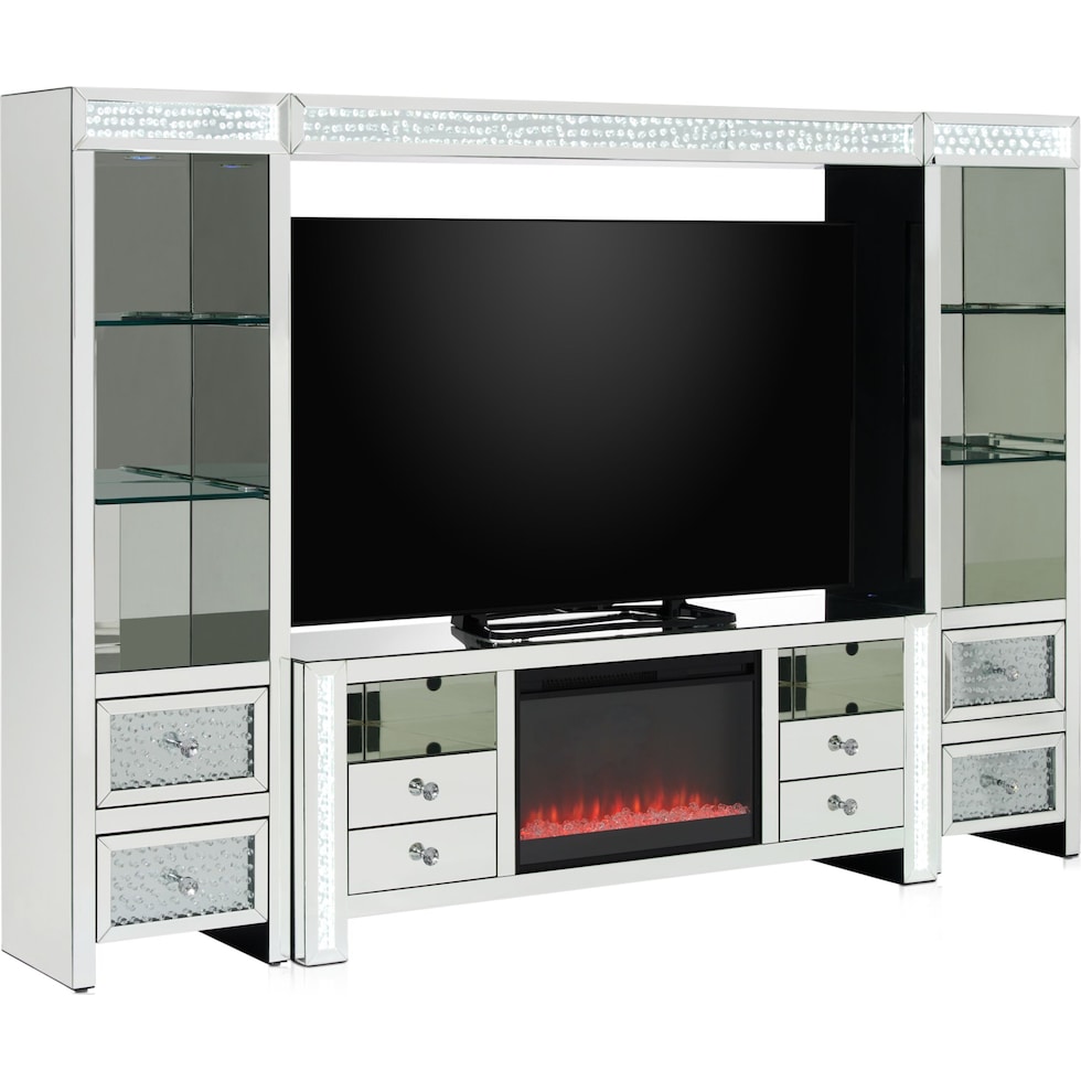 krystal silver entertainment wall unit   