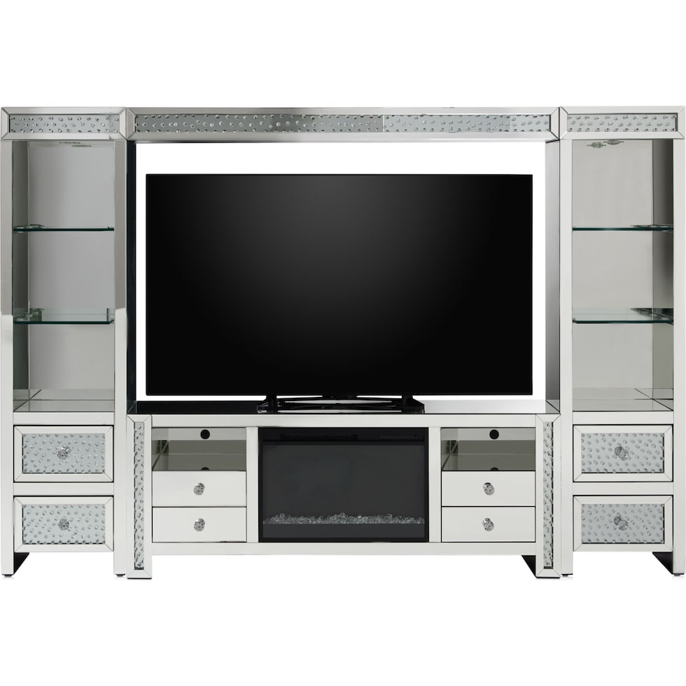 krystal silver entertainment wall unit   