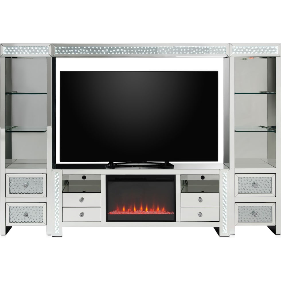 krystal silver entertainment wall unit   