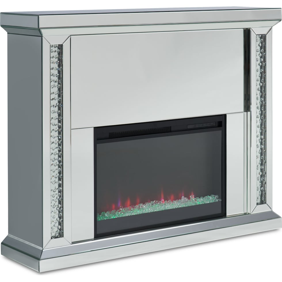 krystal silver fireplace tv stand   