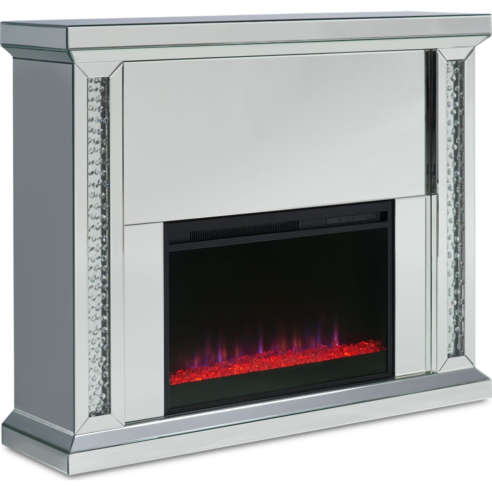 krystal silver fireplace tv stand   