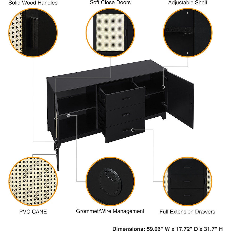 kylian black sideboard   