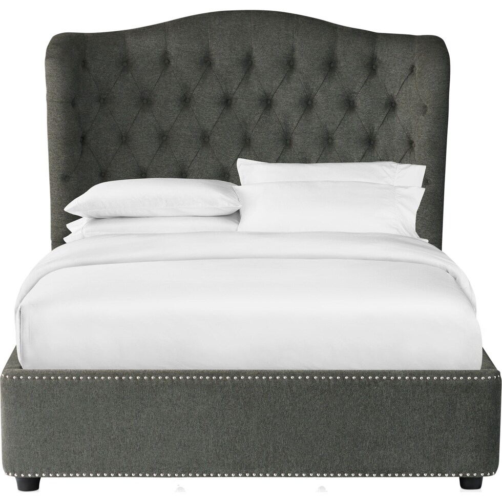 lafayette gray queen upholstered bed   
