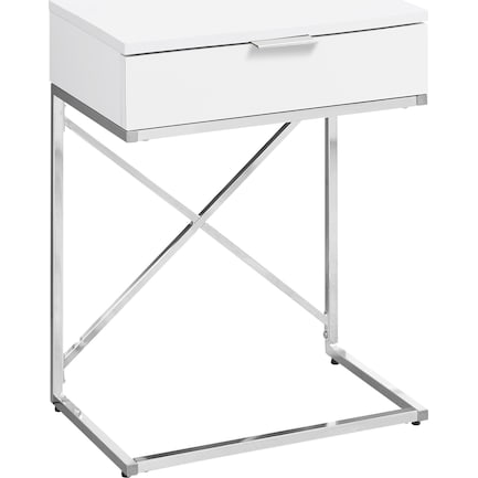 Lafe Nightstand - Glossy White/Chrome