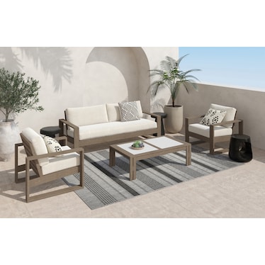 Laguna Outdoor Set with Sofa, Coffee Table and 2 Lounge Chairs