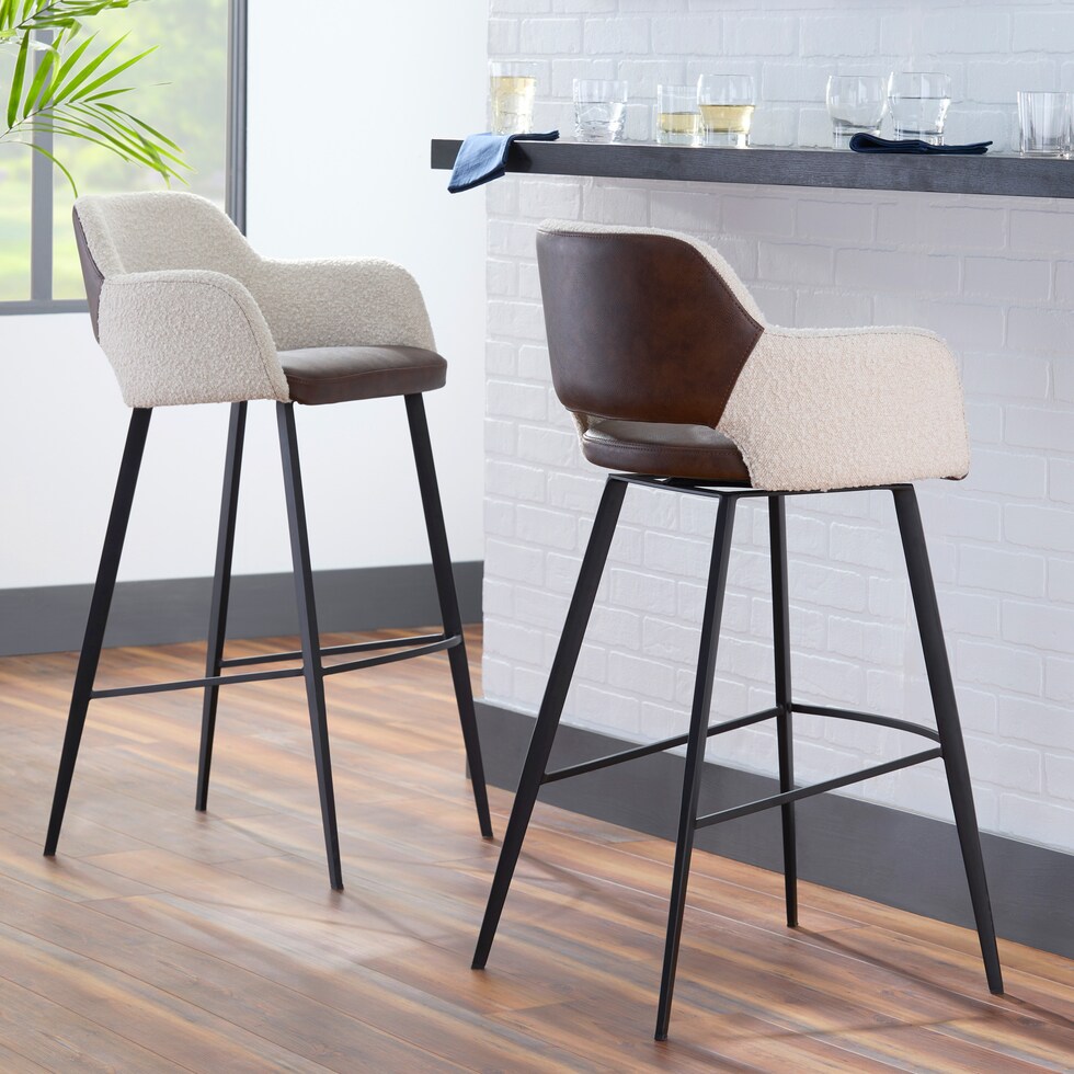 laina ivory dark brown bar stool   