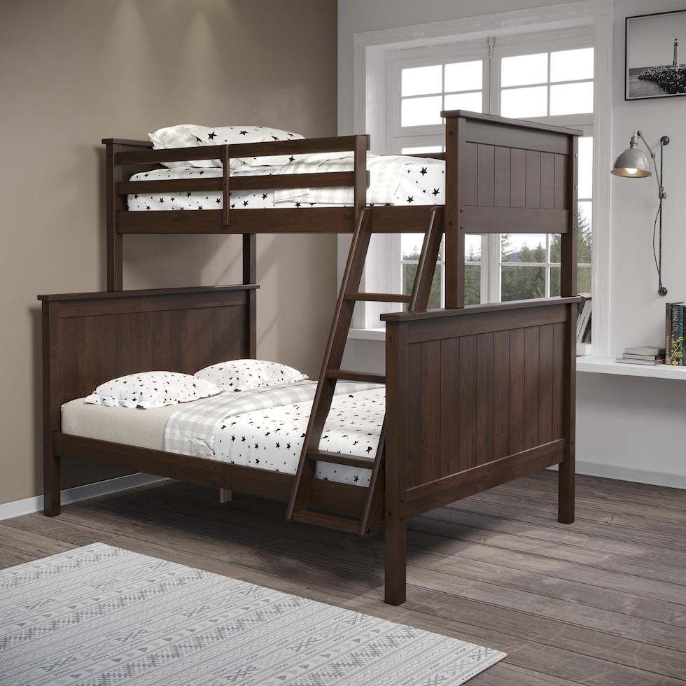 lakelyn dark brown twin over full bunk bed   