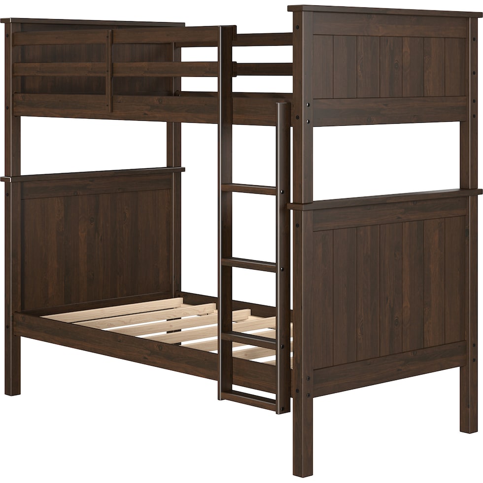 lakelyn dark brown twin over twin bunk bed   