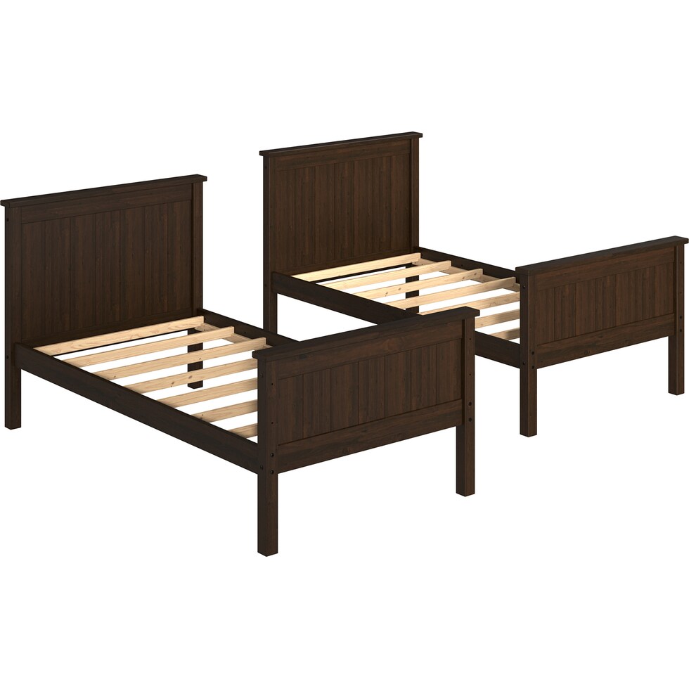 lakelyn dark brown twin over twin bunk bed   