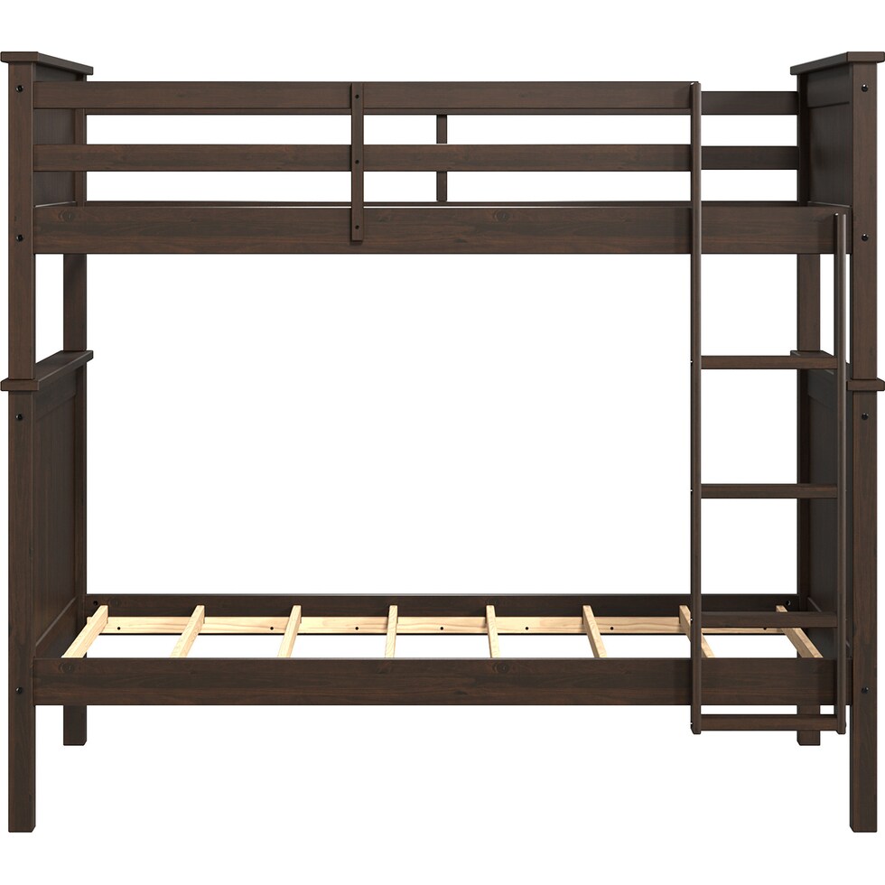 lakelyn dark brown twin over twin bunk bed   