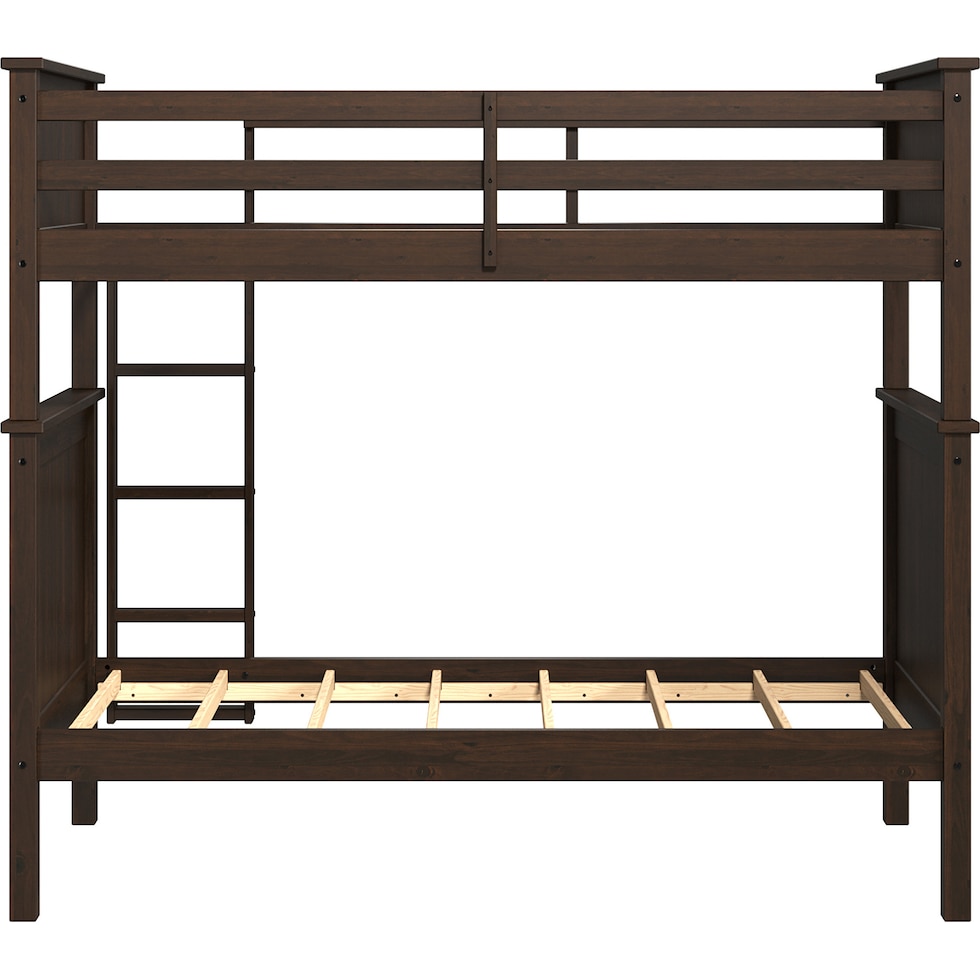 lakelyn dark brown twin over twin bunk bed   
