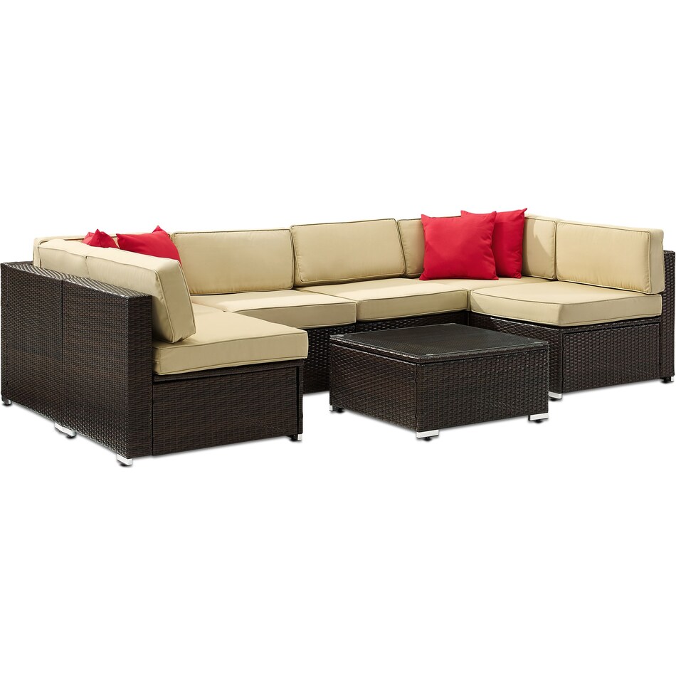 lakeside brown sand outdoor sectional set   