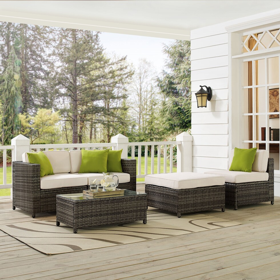 lakeside gray cream outdoor loveseat set   