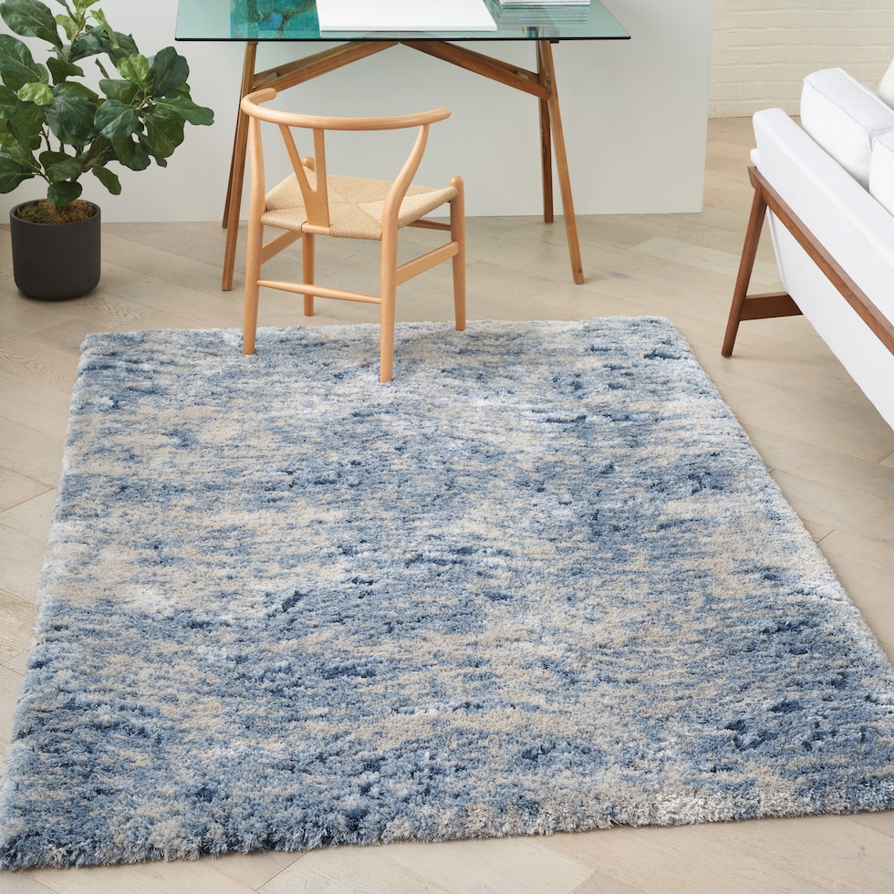 lana shag abstract blue ivory area rug  x    